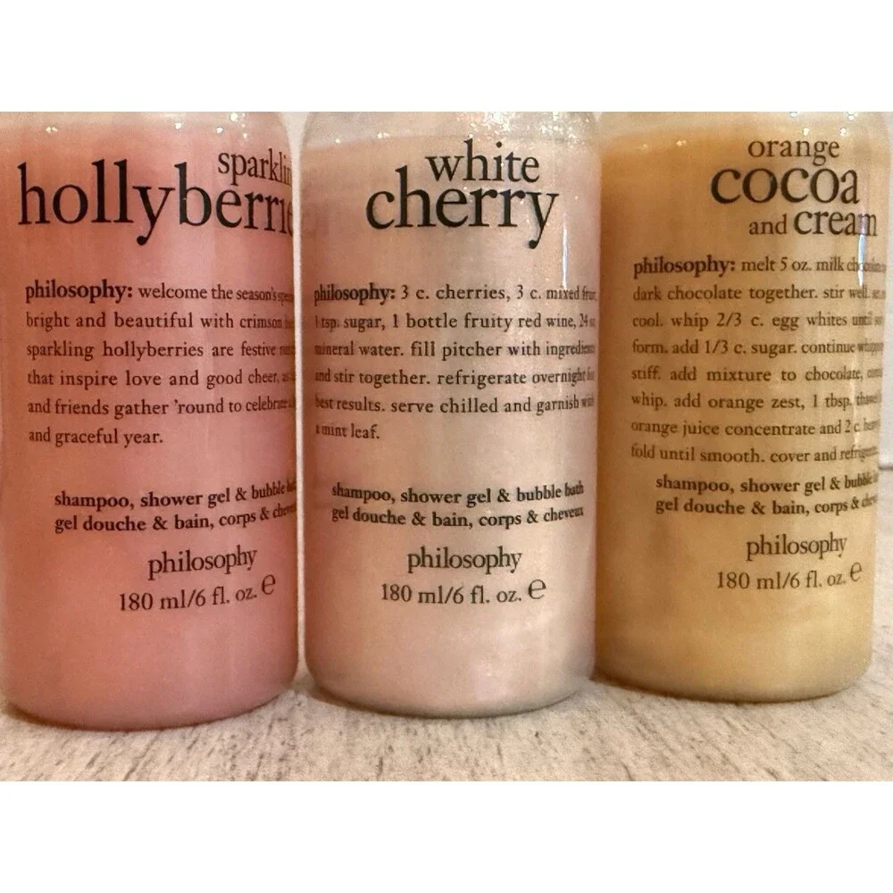 Philosophy 3-in-1 Shower Gel Shampoo And Bubble Bath 3 Scents 180ml 6 Oz Ea New